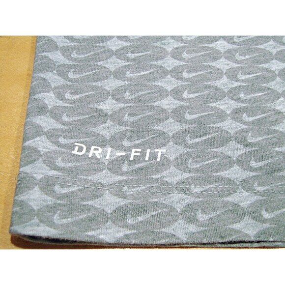 Nike All Over Logo Dri Fit The Nike Tee Athletic Short Sleeve T-Shirt Gray Sz Sm - Picture 7 of 11